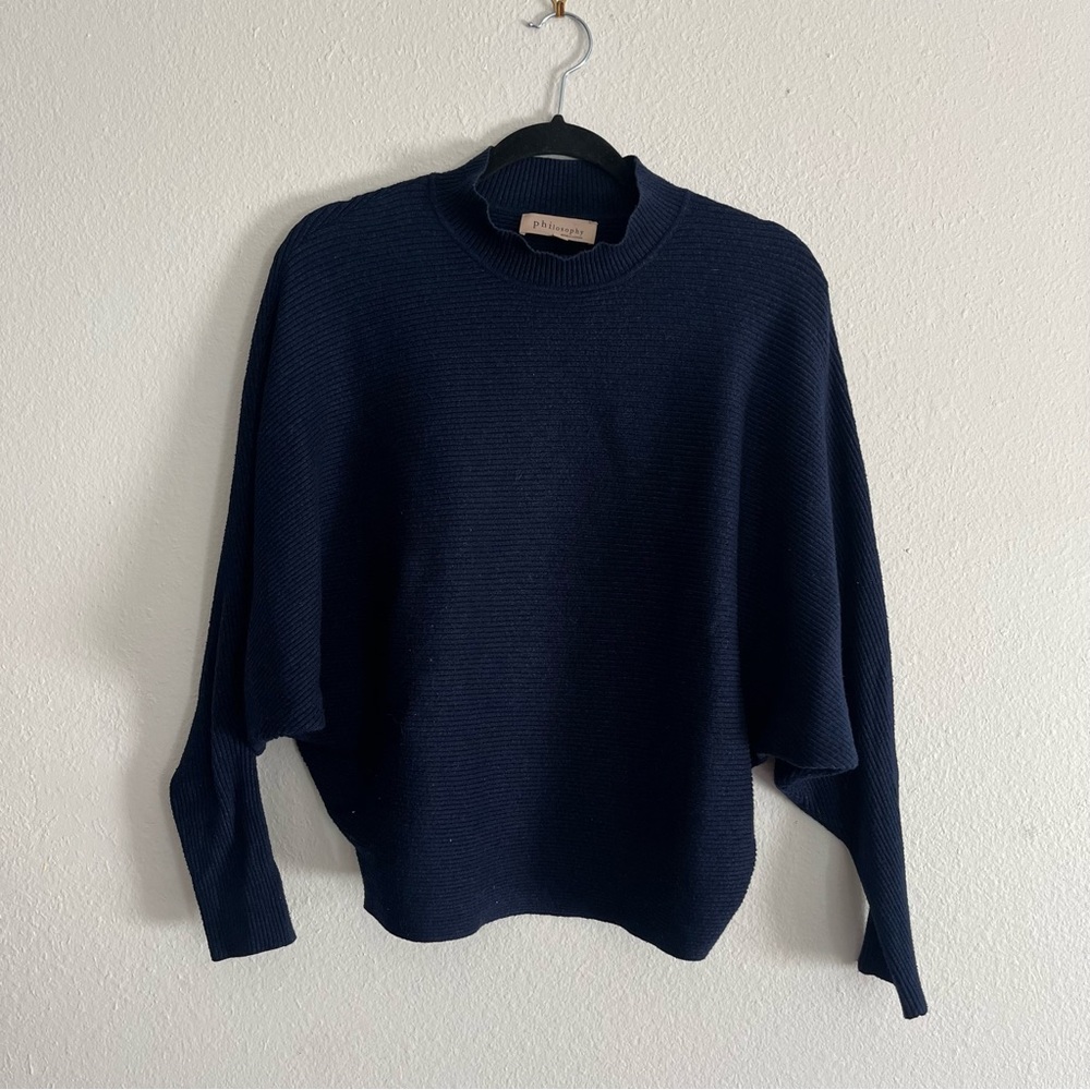 Philosophy Blue Ribbed Sweater